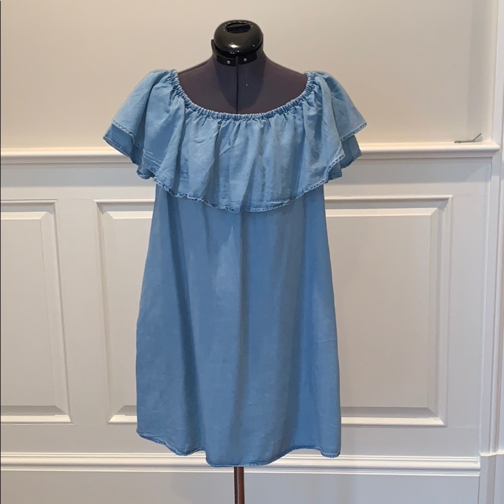 Zara Off-The-Shoulder Denim Dress